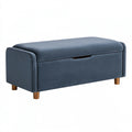 Panca contenitore 120 x 45 x 50 cm in tessuto blu con braccioli stile moderno