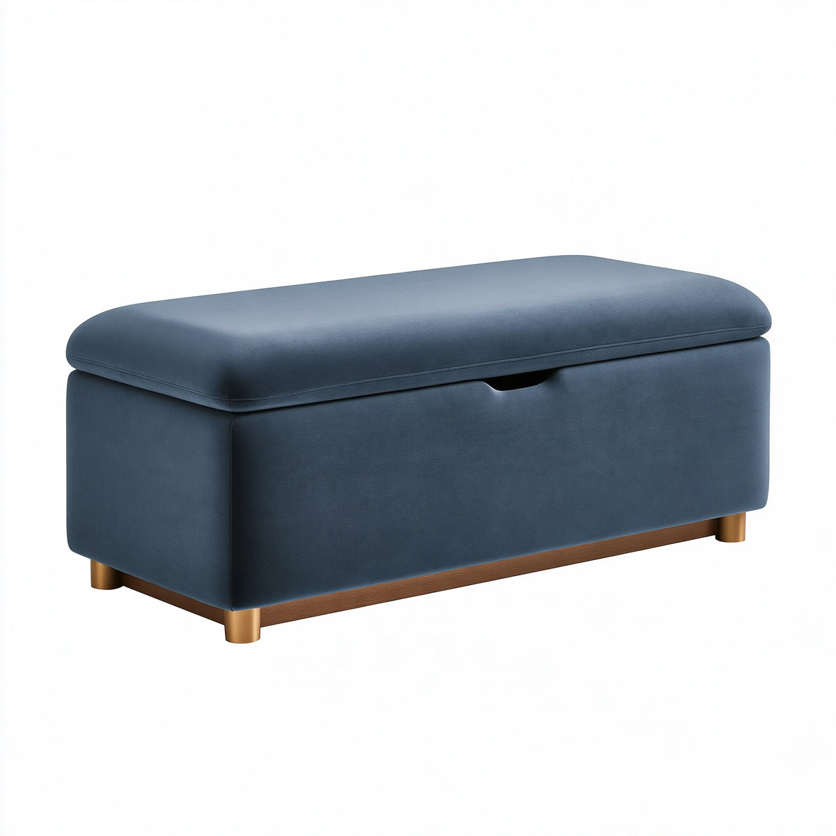 Panca contenitore 120 x 45 x 48 cm in similpelle blu stile moderno