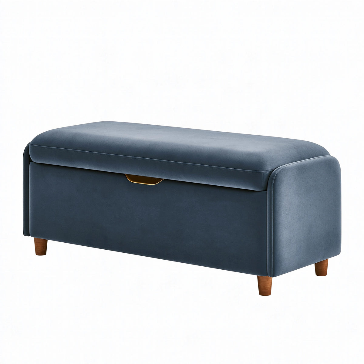Panca contenitore 120 x 45 x 50 cm in tessuto effetto velluto blu navy con vano portaoggetti stile moderno