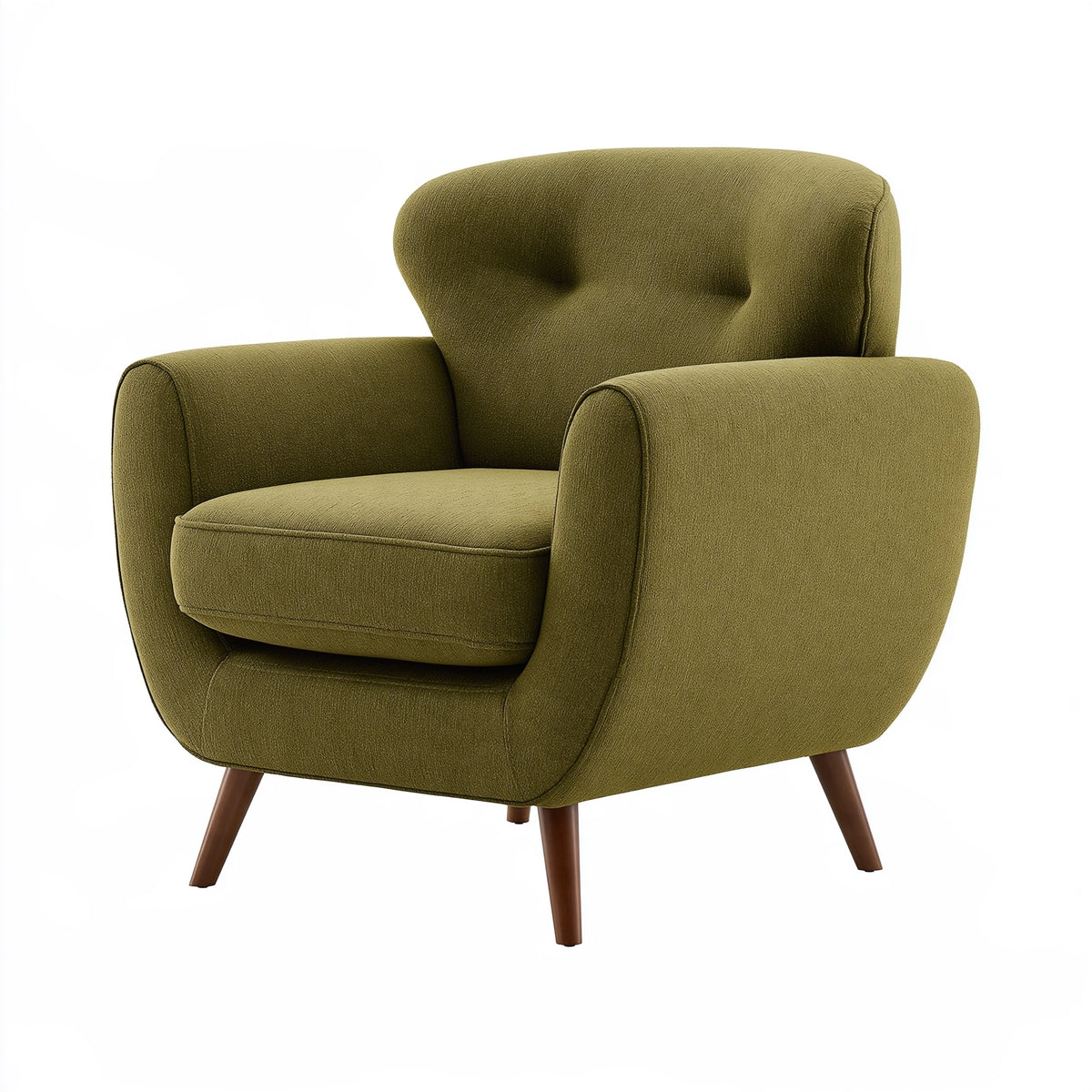 Poltrona 82 x 85 x 96 cm in tessuto verde oliva con gambe in legno - stile moderno