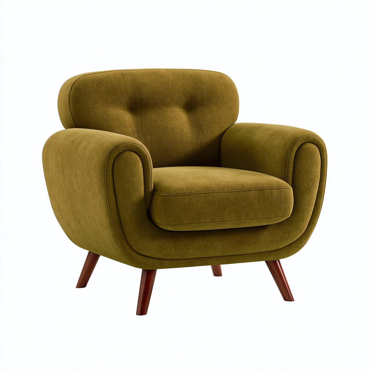 Poltrona 82 x 78 x 90 cm in tessuto bouclé verde oliva - stile moderno per soggiorno