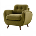 Poltrona 85 x 82 x 88 cm in tessuto verde oliva con gambe in legno - stile contemporaneo
