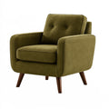 Poltrona 80 x 82 x 88 cm in tessuto verde oliva - stile moderno con gambe in legno