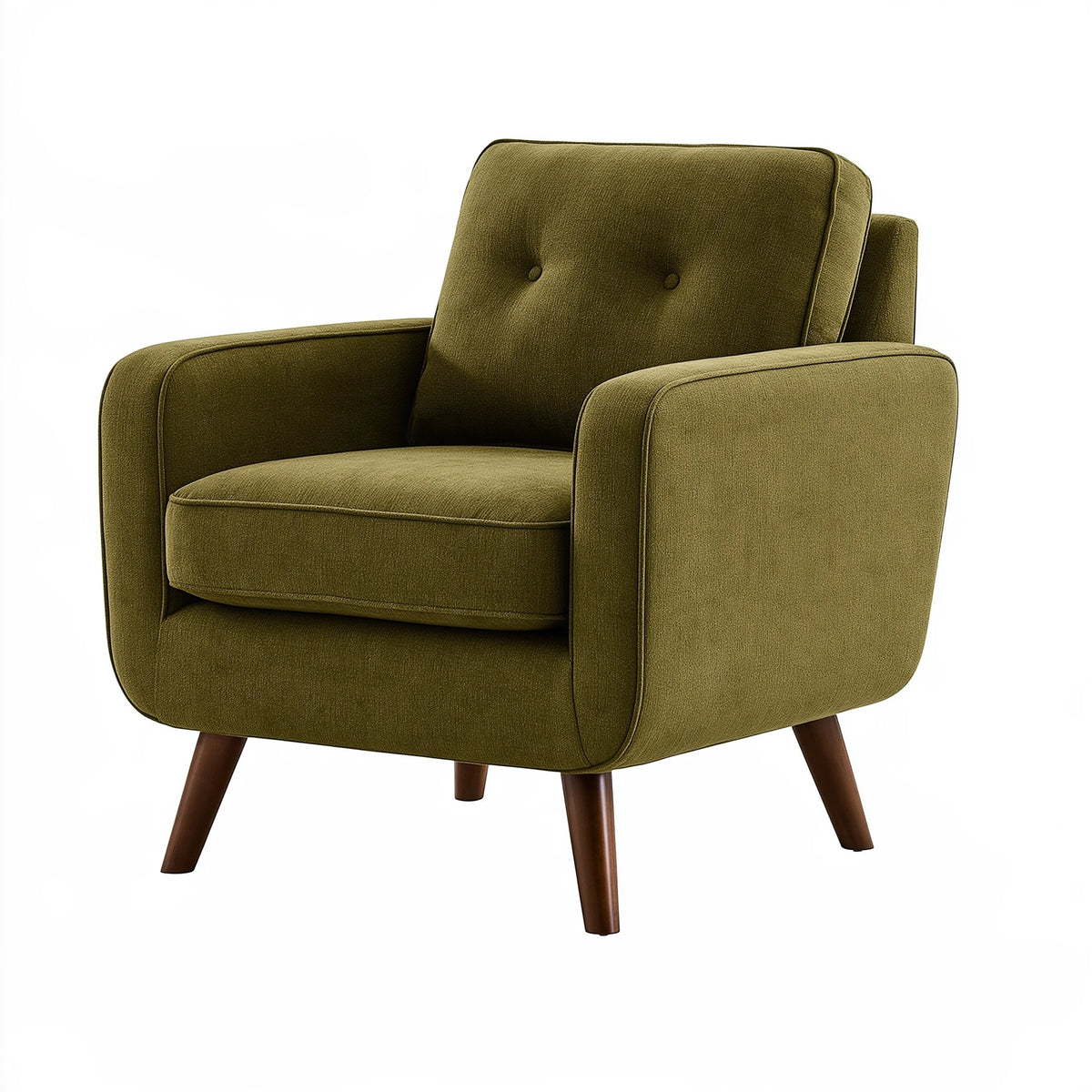 Poltrona 80 x 82 x 88 cm in tessuto verde oliva - stile moderno con gambe in legno