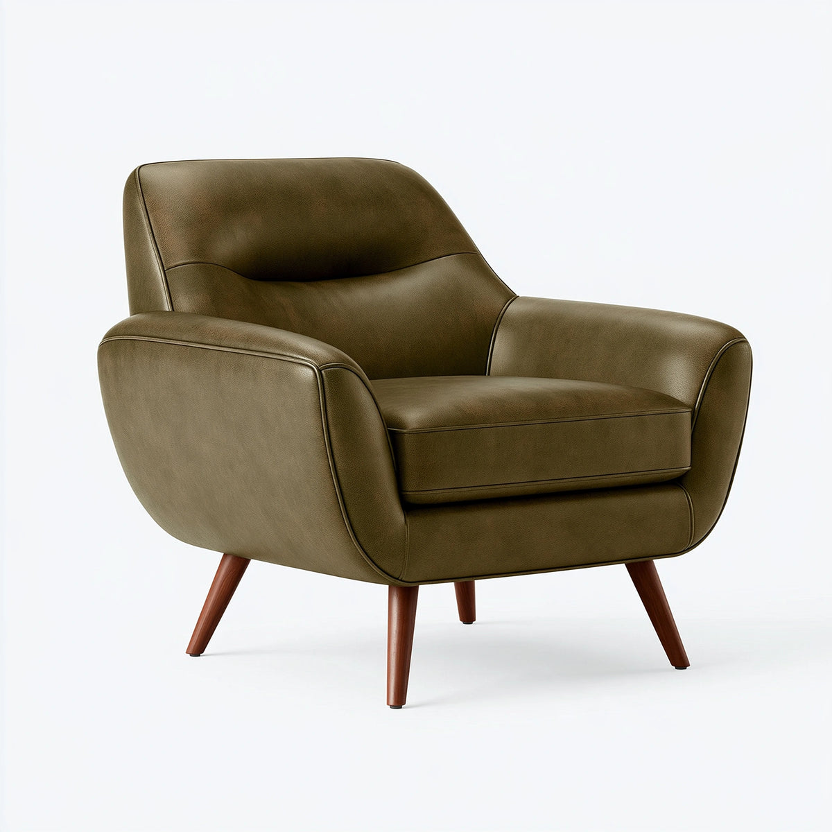 Poltrona 82 x 86 x 92 cm in similpelle verde oliva - stile moderno con braccioli e gambe in legno