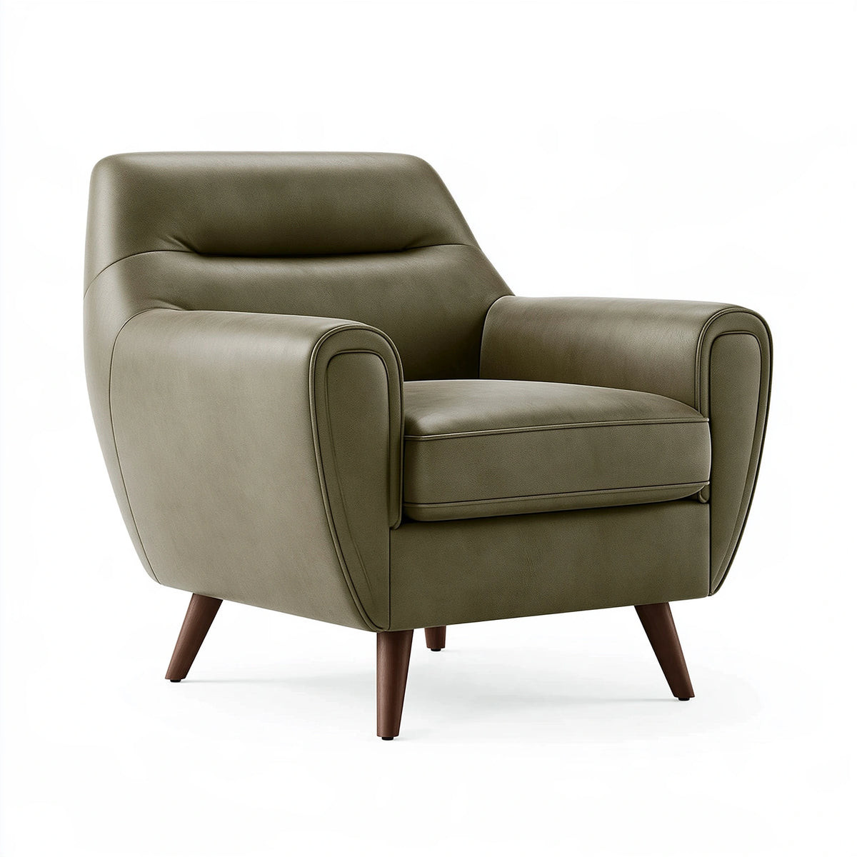 Poltrona 78 x 82 x 92 cm effetto pelle verde oliva con braccioli stile moderno