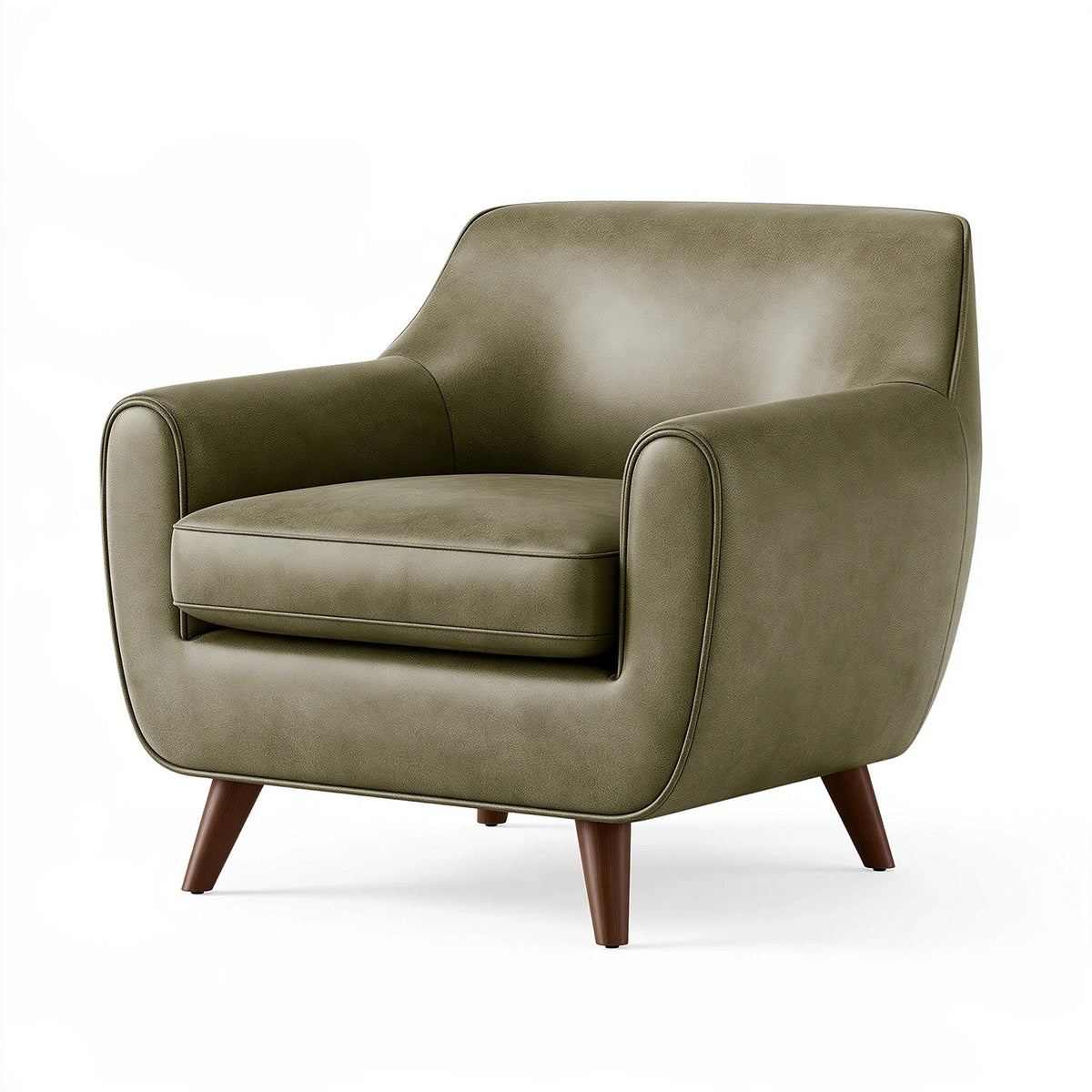 Poltrona 82 x 78 x 86 cm effetto pelle verde oliva - stile moderno per soggiorno