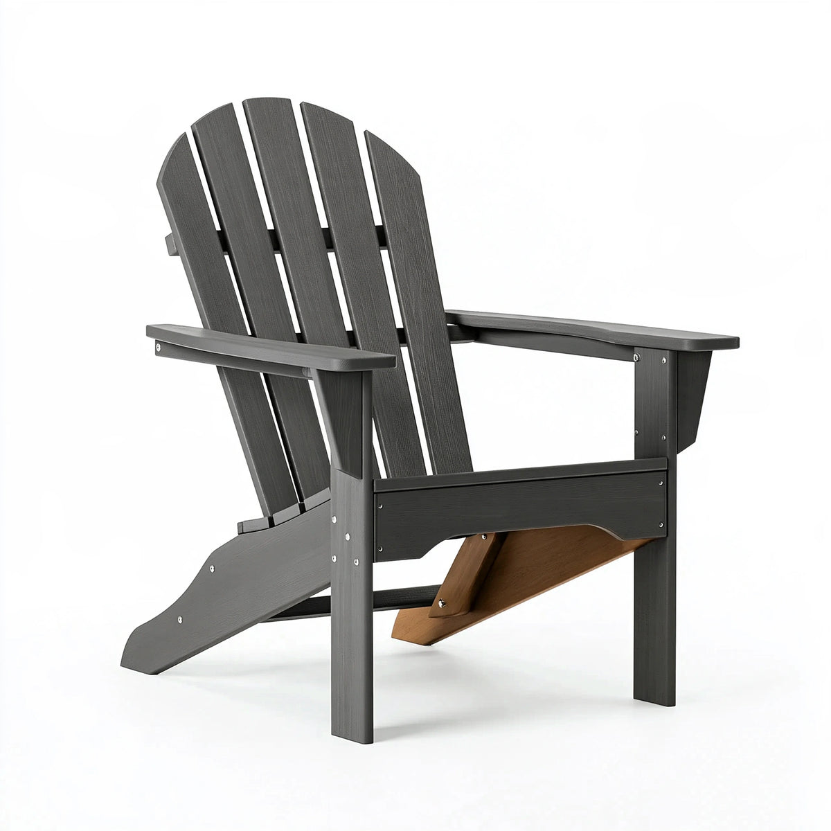 Sedia Adirondack 80 x 90 x 100 cm in plastica nera effetto legno per esterno pieghevole