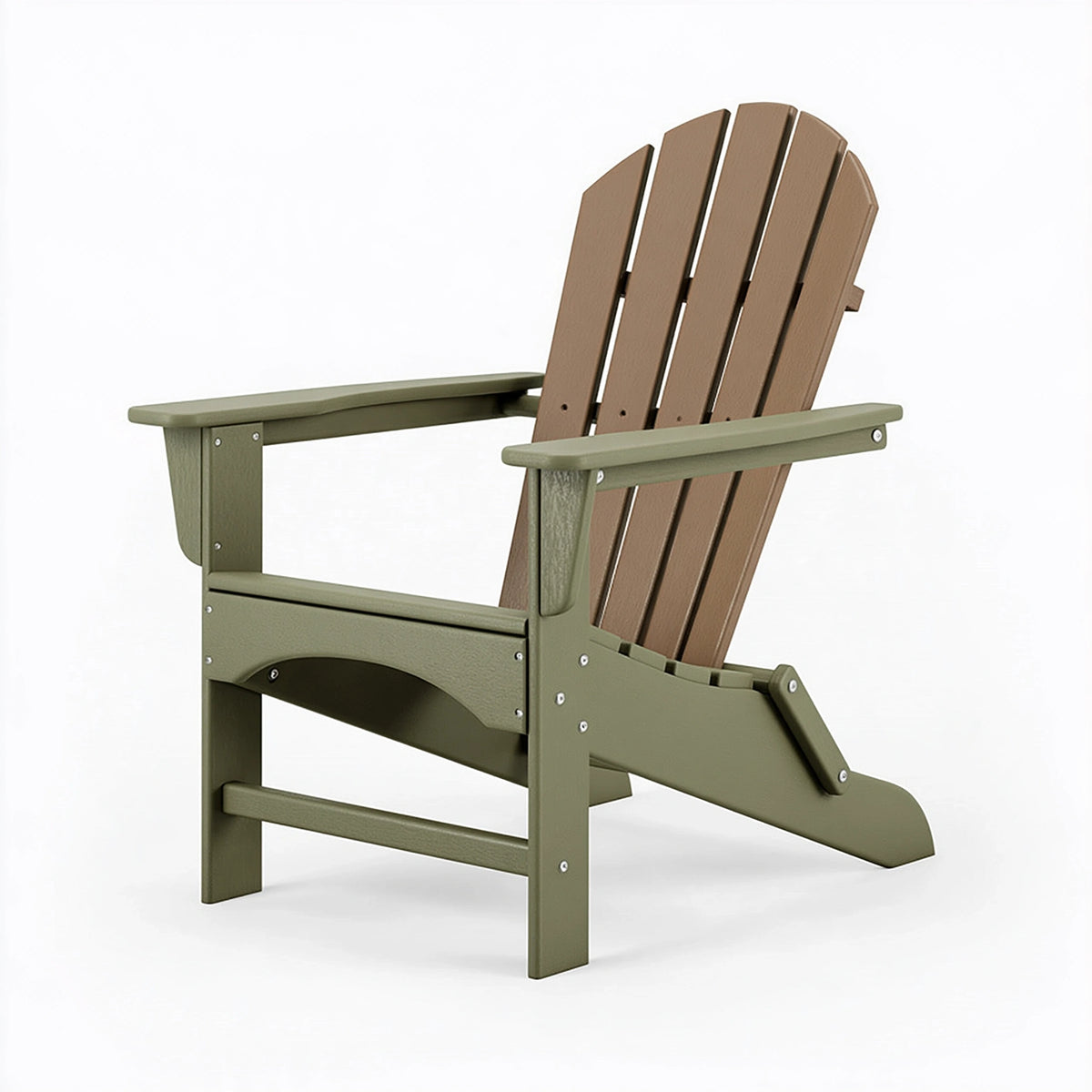 Sedia Adirondack 80 x 75 x 95 cm in plastica verde oliva e marrone pieghevole da esterno