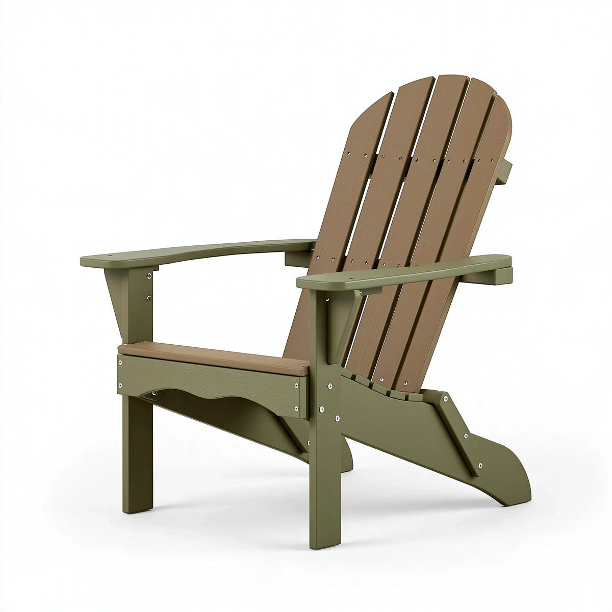 Sedia Adirondack 98 x 79 x 94 cm in plastica effetto legno verde oliva e marrone per esterno