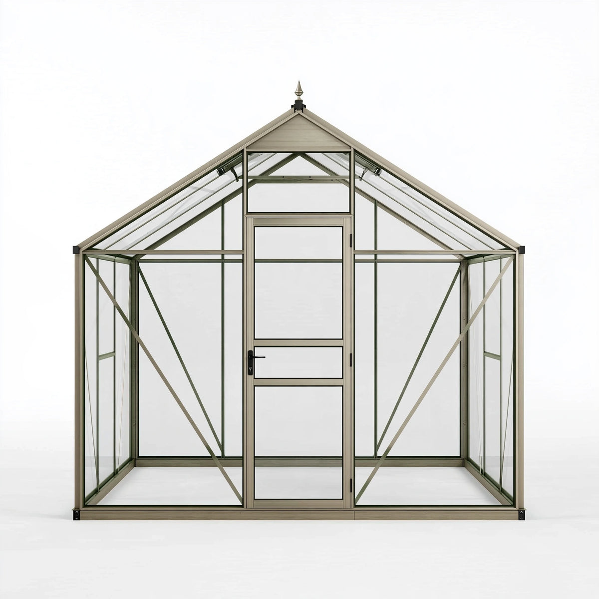 Serra da giardino 244 x 183 x 250 cm in vetro e metallo grigio con porta battente