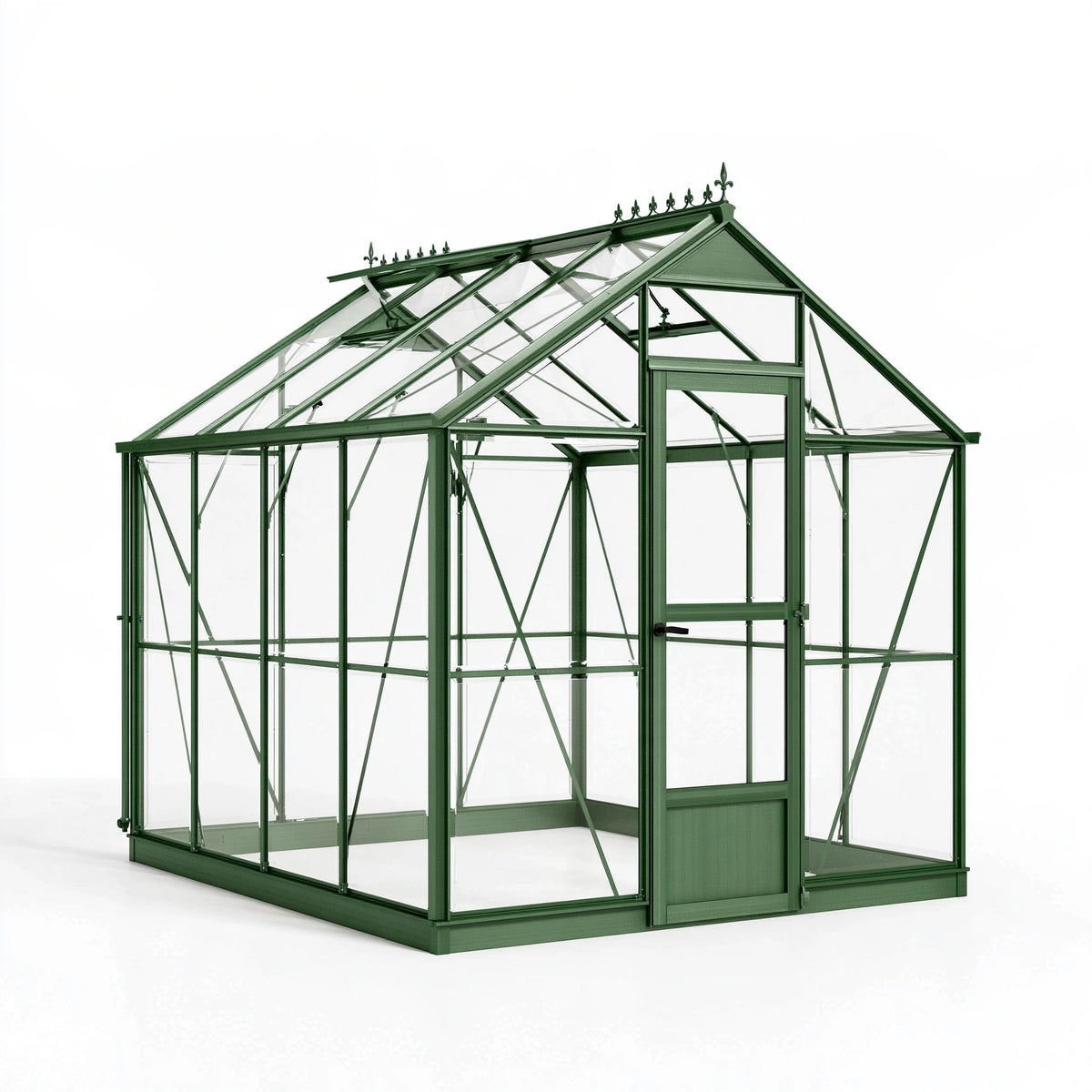 Serra da giardino 300 x 240 x 270 cm in metallo verde con pannelli trasparenti - stile vittoriano ventilato