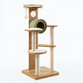 Albero tiragraffi per gatti 60 x 50 x 170 cm in legno e sisal beige verde - multipiano con cuccia