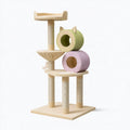 Tiragraffi per gatti 60 x 50 x 150 cm in peluche e sisal beige verde rosa con cucce e piattaforme