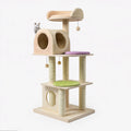 Tiragraffi per gatti 60 x 60 x 180 cm in legno e sisal beige multiripiano con cuccia